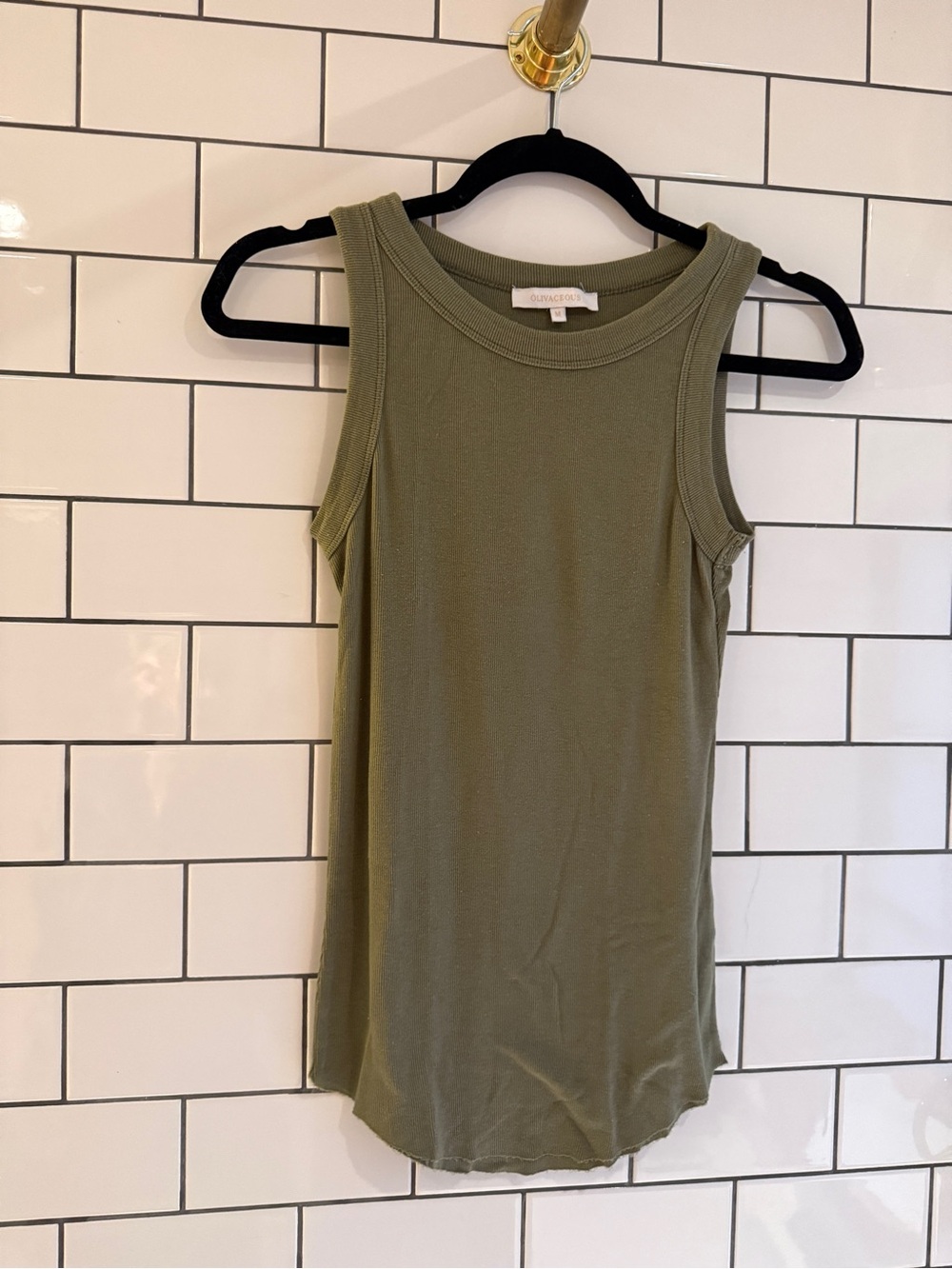 Olivaceous Olive Green Ribbed Tank Top